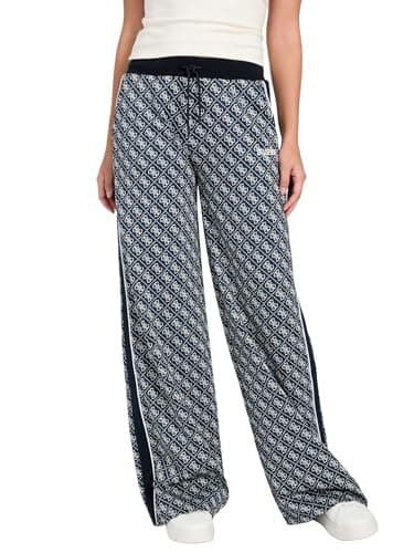 Image of GUESS Women's Sarah 4g Logo Straight Long Pant, 4g Rhombus Ocean Jacquard, M