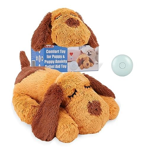 Image of WEOK Puppy Heartbeat Toy- Dog Heartbeat Toy for Separation Anxiety Relief, Puppy Heartbeat Stuffed Animal Anxiety Calming Behavioral Aid Plush Toy for Dogs Cats Pets