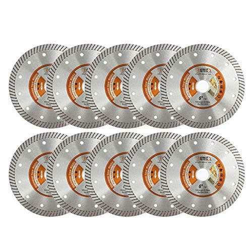 Image of BGTEC Diamond Tile Blade 10PCS 150mm Super Thin Turbo Rim Concrete Porcelain Saw Blade with 22.23mm Arbor for Cutting Porcelain Tile Ceramic Granite Marble Hard Material Cutting Disc
