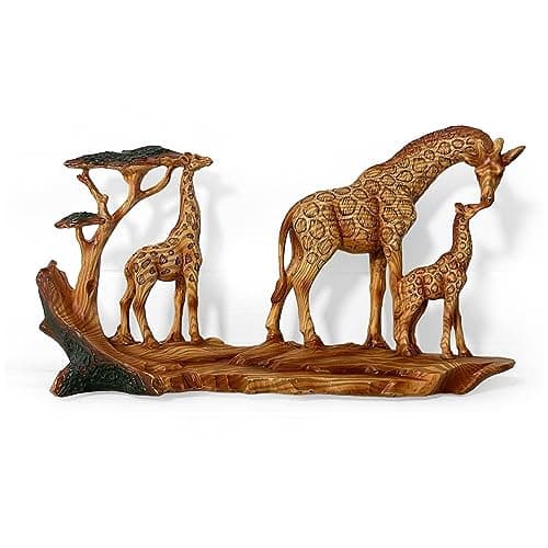 Image of Thorness GIRAFFE FAMILY ORNAMENT | Wooden giraffe ornament for the home | African animal gift | Wildlife gifts | Home decor | 30cm (L) x 17cm (H) x 6cm (D)