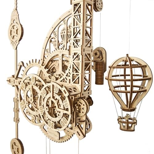 Image of UGEARS Aero Clock 3D Wooden Puzzles for Adults - Wooden Model Kits For Adults To Build, Wall Clock Mechanism Kit 3-D Puzzles, DIY Mechanical Building Kits, 3D Puzzle, Hobbies