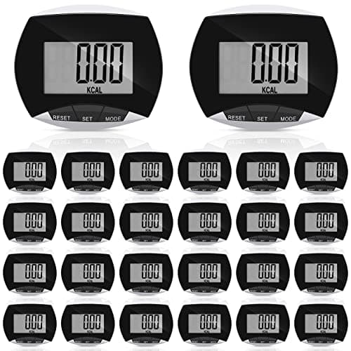 Image of Weewooday Pedometer for Walking Steps and Miles Simple Pedometer Clip on with Large Digital Display Portable LCD Step Counter Bulk Gift for Women Men Adults(Black,32 Pcs)