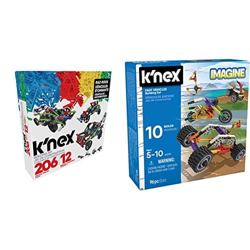 Image of K'Nex 15214 12 Model Rad Rides Building Set, Educational Toys for Kids for Children Aged 7 + & Imagine 45510 10 Model Beginner Fun Fast Vehicles Building Set, for Girls and Boys Aged 5 +