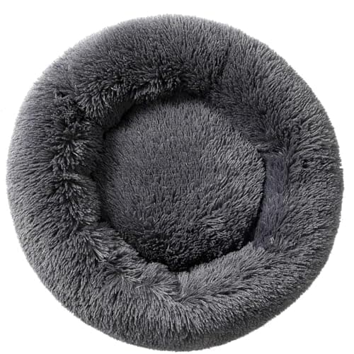 Image of Fhodigogo Plush Donut Dog bed Cat bed Fluffy Calming Pet Bed Dog Round Bed Cat Round Bed Warm Kitten Nest Ideal for Small 3KG Pet