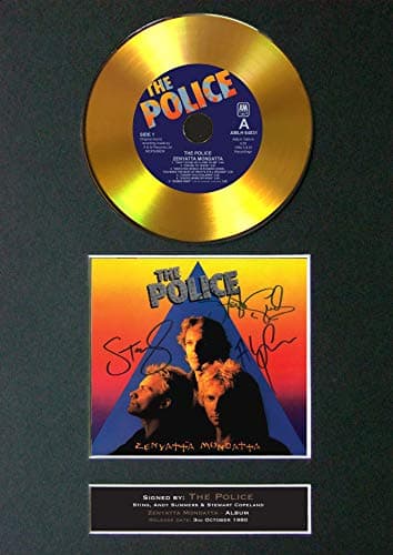 Image of #190 Police Zenyatta Mondatta GOLD CD Signed Autograph Mounted Cd Cover Record Reproduction PRINT A4 Rare Perfect Birthday (297 x 210mm) (Not Framed)