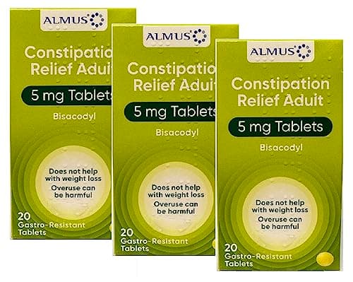 Image of Almus Constipation Relief Gastro-Resistant Tablets 5 mg Bisacodyl - 3 x 20 Tablets