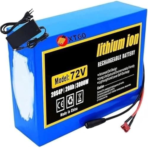 Image of 72V 20Ah 20S4P Lithium Ion Ebike Battery Pack, With Charger, High Power Battery, Compatible With 1000W~3000W Electric Bicycle Scooter Motors(XT90+DC)