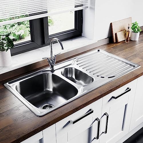 Image of Astini Velia 1.5 Bowl Brushed Stainless Steel Kitchen Sink & Waste AS1360