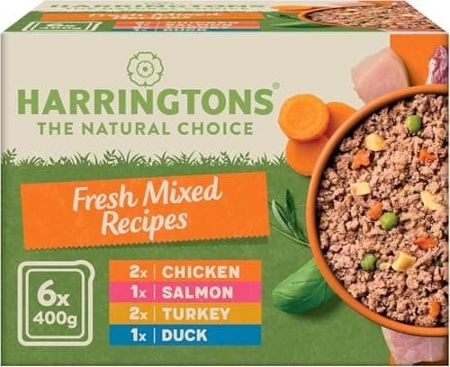 Image of Harringtons Complete Wet Tray Grain Free Hypoallergenic Adult Dog Food Mixed Pack 6x400g - Chicken, Salmon, Turkey & Duck - Made with All Natural Ingredients