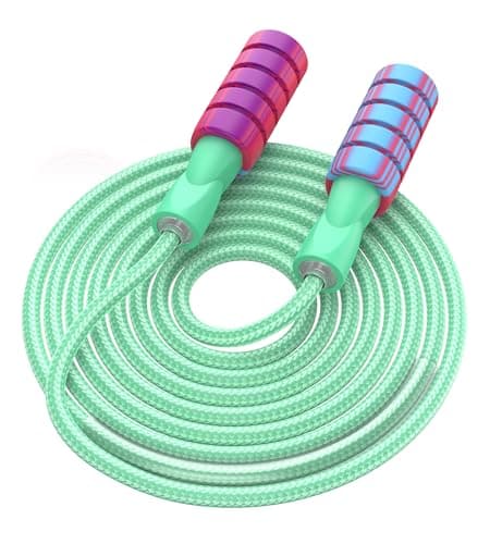 Image of Skipping Rope for Adults, Adjustable Weighted Jump Rope with Foam Handle, 3M Jumping Rope for Men Women Fitness Exercise Outdoor Activities (Green)