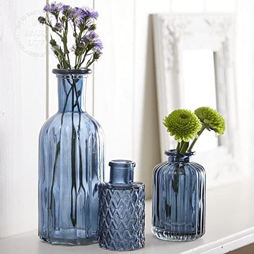 Image of Set of 3 Assorted Glass Vases - Sapphire Blue