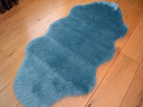 Image of Sheepskin Duck Egg Faux Fur Style Rug (70cm x 140cm)