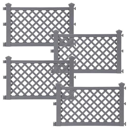 Image of Taylor & Brown Pack of 4 Plastic Fence Panels Garden Path Lawn Edging Flower Plant Border Landscape Decorative Versatile Panels, 4 Panels, Total Length 240cm, Grey