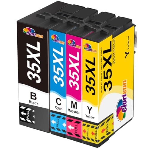 Image of Clorisun 35XL Ink Cartridges for Epson 35XL 35 XL Ink Black Cyan Magenta Yellow for Epson WorkForce Pro WF-4720DWF WF-4725DWF WF-4730DTWF WF-4740DTWF WF-4730 WF-4720 WF-4725 WF-4740 Printer(4 Pack)