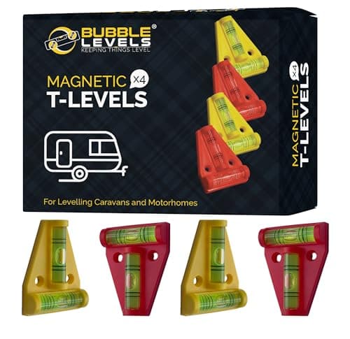 Image of BUBBLE LEVELS | 4 Magnetic T-Level | Mini Spirit Level | Caravan Spirit Level - Motorhome Levelling Devices | Motorhome Gadgets Levellers | Mini Level Spirit for Levelling Campervan
