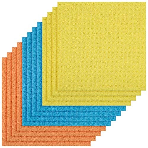 Image of Magic Clean Cellulose Sponge Cloths 4 Packs of 3 (Total 12 Sponge Cloths) (Yellow, Pink, Green)