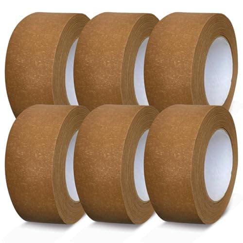 Image of G4GOODS® 6 Rolls of 50mm x 50m Kraft Paper Tape Self Adhesive Brown Paper Tape 100% Recyclable Parcel Tape Roll Ideal for Sealing Moving Boxes & Sustainable Packaging Solutions