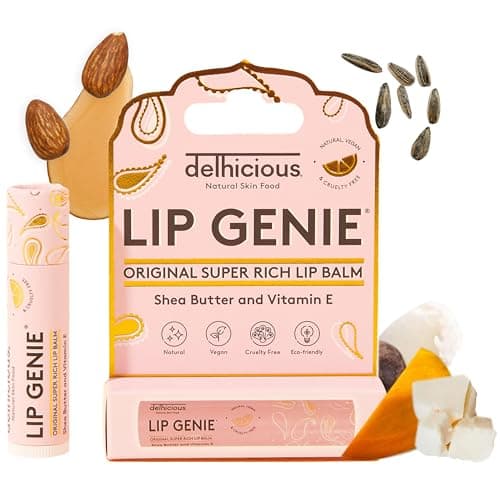 Image of Delhicious Nourishing Lip Balm for Dry Cracked Lips - Shea Butter, Vitamin E, Mango Butter, Castor Seed Oil - Super Rich, Moisturising Lip Repair - 99% Natural, Vegan - Original Flavoured Lip Balm
