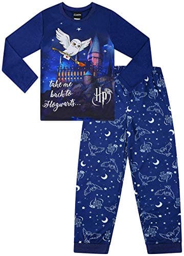 Image of Girls Harry Potter Hedwig Take Me Back to Hogwarts Long Pyjama Set (10-11 Years) Blue