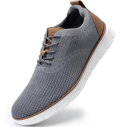 Image of LEZTA Men's Casual Dress Sneakers Business Lightweight Oxfords Arch Support Walking Shoes(Dark Grey A Size 9.5)