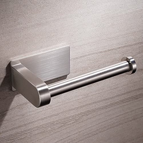 Image of Aikzik Toilet Roll Holder Wall Mounted, Premium 304 Stainless Steel Toilet Paper Holder Self Adhesive for Bathroom & Kitchen, Strong Adhesiveness and Waterproof,Silver