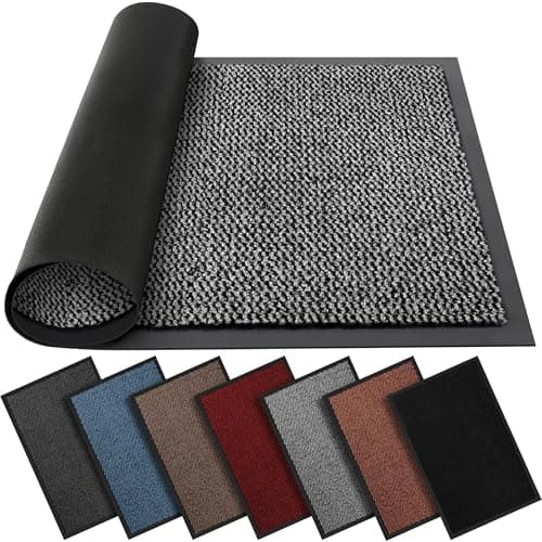 Image of BLADO Washable Door Mats - Non-Slippery Heavy Duty Doormats - Stylish & Large Rubber Door Mat - Perfect Dust Grabbing Outdoor & Indoor (Grey, 50cm x 80cm)