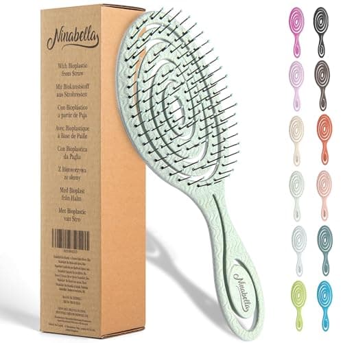 Image of Ninabella Detangling Hair Brush for Women & Men - Does not Pull, Removes Tangles, Brushes for Straight, Curly & Wet Hair - Detangle Brush - Unique Spiral Hairbrush, Mint Green