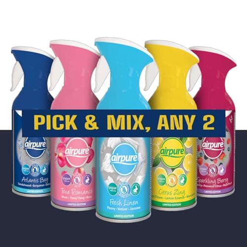 Image of AirPure & Fresh Room Trigger Spray | Pick & Mix Any 2 Scents | Choose from Atlantis Bay, True Romance, Fresh Linen, Citrus Zing, Sparkling Berry and More | Air Fresheners | Vegan-Friendly | 2 x 250ml