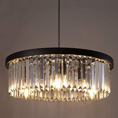 Image of Wellmet Crystal Chandelier for Foyer Dining Room, 6 Lights Modern Crystal Pendant Light, Vintage Ceiling Lighting Fixture for Kitchen Island, Living Room, Bedroom, Hallway, W-21.65”