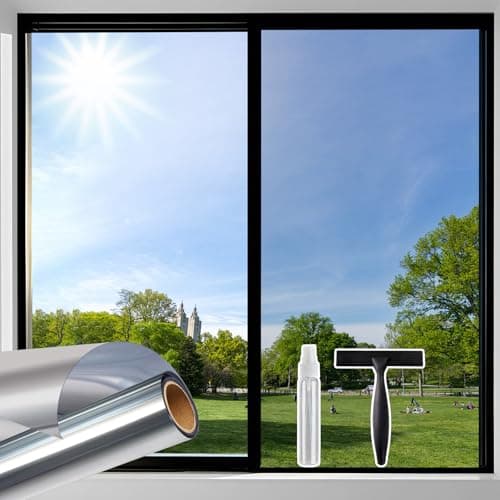 Image of Beautysaid One Way Window Film Daytime Privacy, Reflective Mirror Window Film See Out not In,Window Tint Film Home Anti Glare (Silver, 75x200cm)