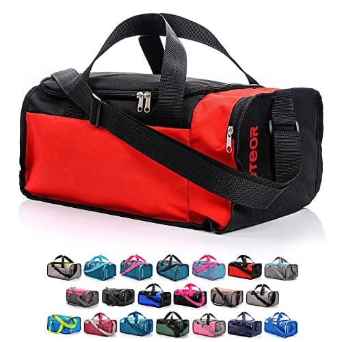 Image of meteor Gym Bag Womens & Mens 20l - Lightweight Sports Holdall with Shoe Compartment & Shoulder Strap - Unisex Travel Duffel - Underseat Cabin Luggage for Weekend or Overnight Trip, Red/Black