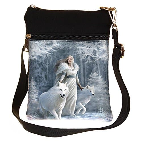 Image of Nemesis Now B1850E5 Winter Guardians Anne Stokes Shoulder Bag 23cm White, PU and Canvas, One Size