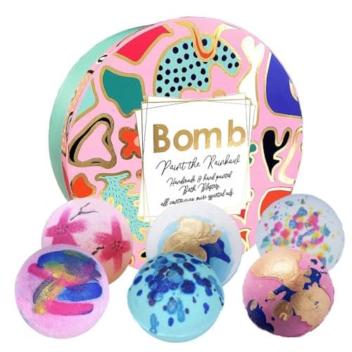 Image of Bomb Cosmetics Paint The Rainbow Bath Bomb Set – Handmade & Hand-Painted Bath Blasters with Essential Oils, 6-Piece Set (160g Each)
