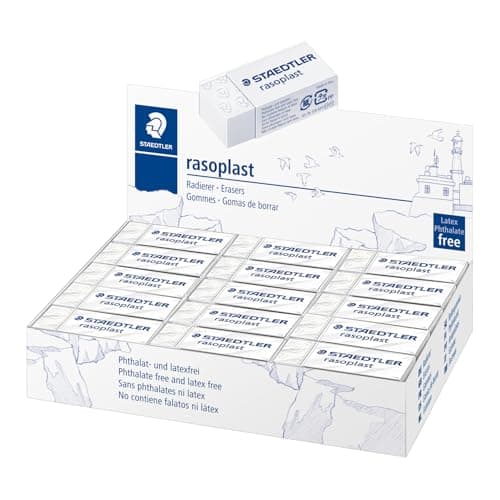 Image of STAEDTLER 526 B30 Rasoplast Eraser, Latex & Phthalate-Free - Small Size 43 x 19 x 13 mm (Pack of 30)