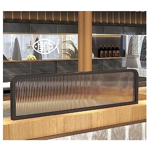 Image of Commercial Partition Screen Panels for Office Restaurant Hotel Metal Frame + Tempered Glass (Black 1m x 30cm)