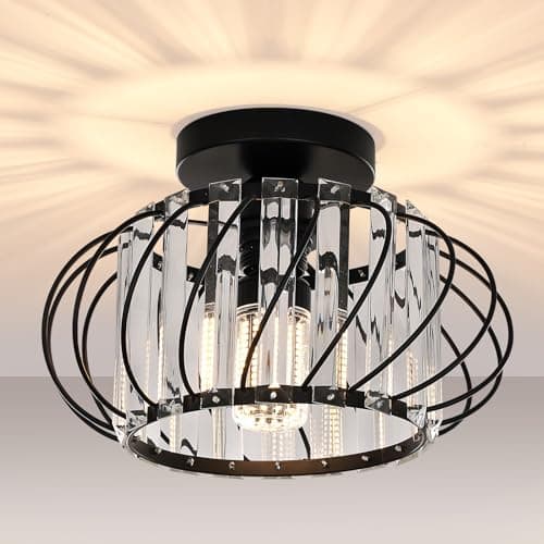 Image of FRIDEKO HOME Modern Ceiling Light- Easric Black Ceiling Lighting Ceiling Lights Living Room LED Crystal Chandeliers Fittings for Kitchen Hallway Dining Rooms Bedroom - 28CM