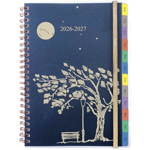Image of Academic Diary 2026-2027 Week to View A5, Weekly Monthly Planner with Tabs, Notes, Back Pocket, Spiral Bound, Week On 2 Pages Mid Year Diary 26/27 for School Family Office, Aug.2026-Jul.2027