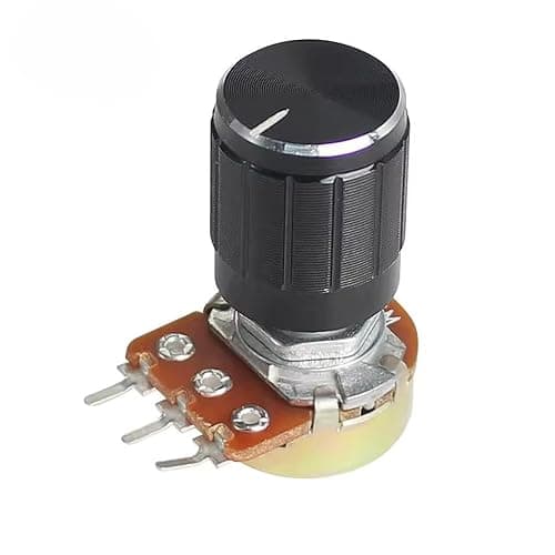 Image of Rotary Potentiometer Linear Taper, WH148, 15mm, 3-Pin, with Black Aluminium Knobs (10kOhm, 1)