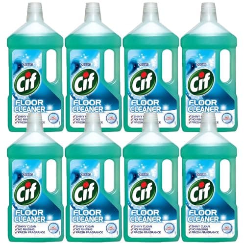 Image of Cif Floor Cleaner Ocean 950ml Pack of 8 All Purpose Cleaning Liquid for Tiles Vinyl Linoleum Dirt Stain Mark Remover Kitchen Bathroom Home with Welari Thank You Card | (8pack) (7600ml)