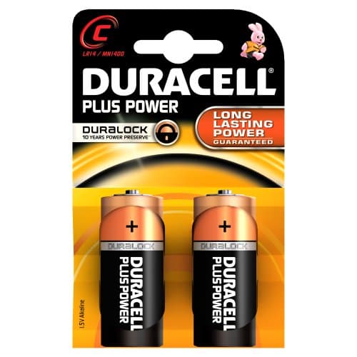 Image of 3140-Duracell MN1400, Plus Power Alkaline C Batteries LR14, 1.5 V, Pack of 2).