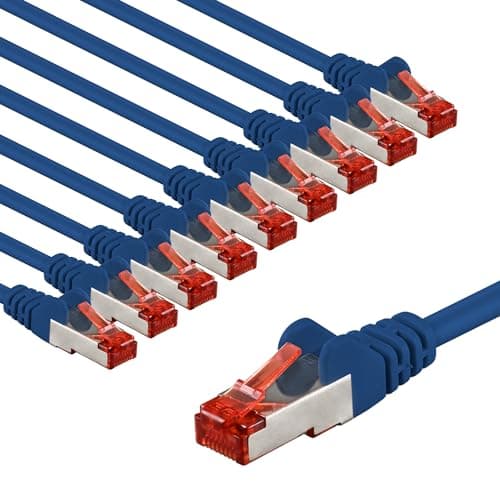 Image of goobay 65970 CAT6 Network Cable Set - Shielded S/FTP/CU Ethernet Cable, PiMF, LSZH - 10 x 1 m Blue