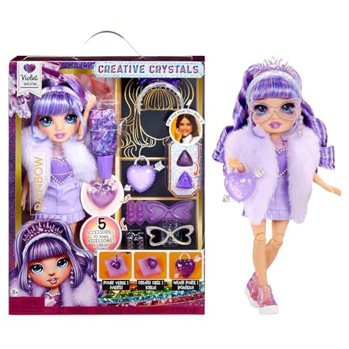 Image of Rainbow High Creative Crystals Violet - Purple 28 cm Fashion Doll with Crystal Accessory Make It Kit, Ring for You, DIY, Crafts, Resin Play, Present for Kids Ages 8+, Not Edible