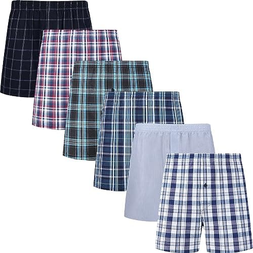 Image of JupiterSecret Mens Woven Boxers Underwear Cotton Boxers for Men, Mens Boxers Shorts Multipack with Button Fly S-6XL