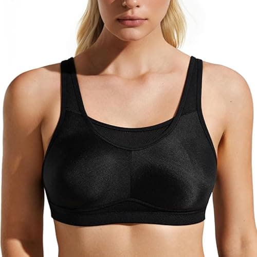 Image of WingsLove High Impact Sports Bras for Women Seamless Full Coverage Non Padded High Neck Woukout Bra(Black,40C)