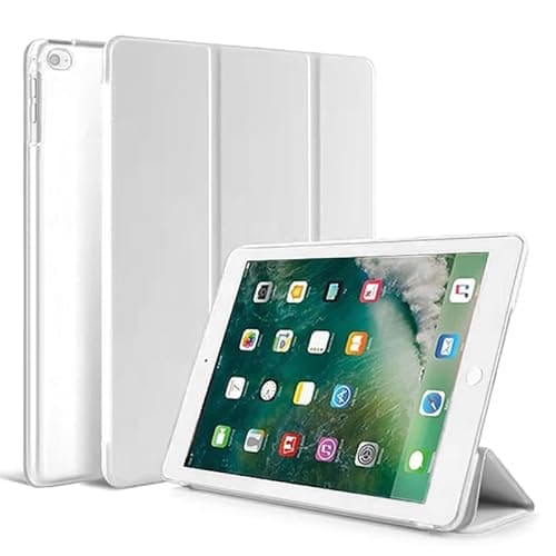 Image of [SU] iPad 6th 5th Generation Case iPad 9.7 Inch Case 2018 2017 iPad Air Case iPad Air 2 Case Smart Folio Stand Protective With Back Cover Auto Wake Sleep (White)