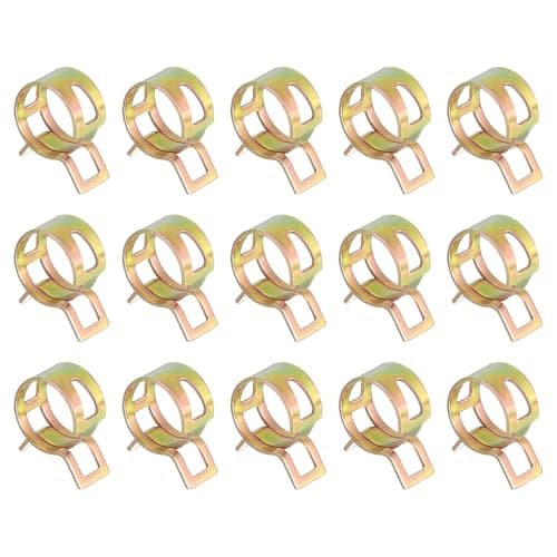 Image of Sourcingmap 15Pcs Spring Band Type Action Fuel/Silicone Vacuum Hose Pipe Clamp, 12mm Low-Pressure Air Spring Hose Clip Clamp for Automotive Oil Pipe Water Pipe, Color Zinc