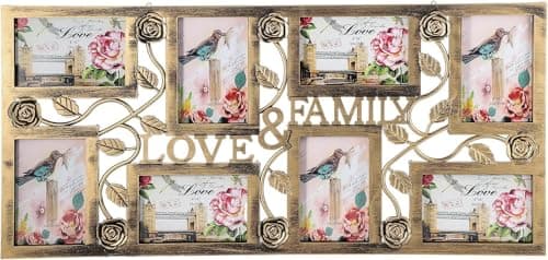 Image of M.J COMFY-LIFE Collage Picture Frame Set for 4x6 Photos, Wall-Mounted Photo Frames, Multi-Opening Wall Decor, Easy Assembly (Gold)