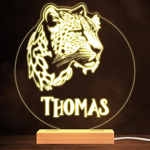 Image of Leopard Head Safari Animal Warm White Lamp Personalised Gift Night Light | Personalised Gift For Home, Lamp Room Décor | Kids & Adults Night Lights With Name | Personalised Gift For Bedroom |