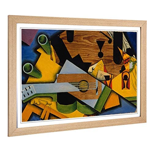 Image of Big Box Art Framed Print of Juan Gris Still Life with Guitar Design | Wall Art Picture | Home Decor for Kitchen, Living Room, Bedroom, Hallway, Oak, A2 / 24.5x18 Inch / 62x45cm