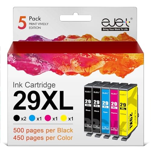 Image of ejet 29XL High Yield Ink Cartridge Replacement for Epson 29XL for Epson Expression Home XP452 XP352 XP245 XP442 XP345 XP-255 XP-455 XP-245 XP-342 XP 352 XP 342 (Black Cyan Magenta Yellow, 5-Pack)